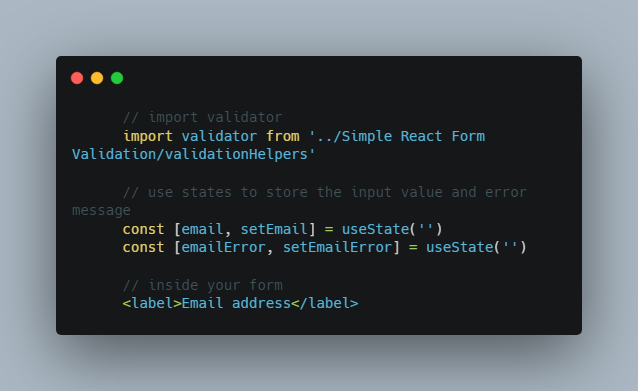 A a simple react form validation helper built with modern frontend techniques for responsive and reusable UI.