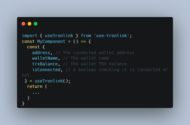 A a simple react hook library that connects with tronlink hot wallet built with modern frontend techniques for responsive and reusable UI.