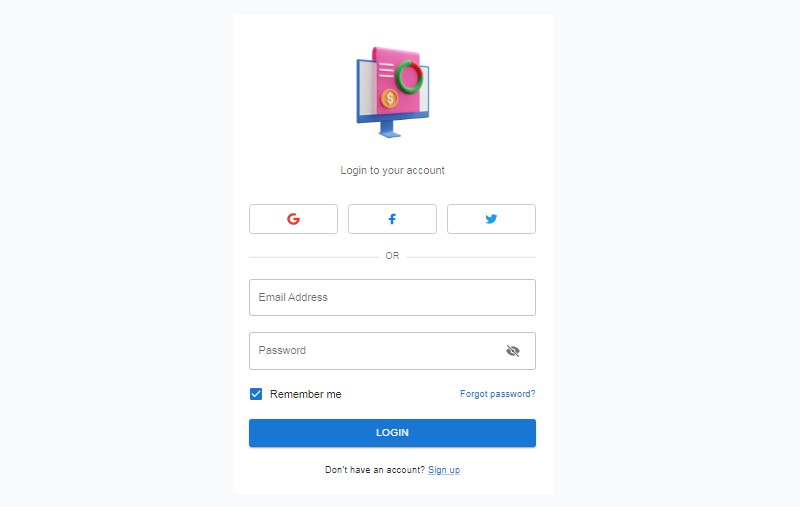 A a simple sign in and sing up template built with react and material ui built with modern frontend techniques for responsive and reusable UI.
