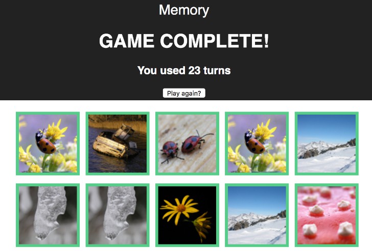 A a simple single-player memory card game programmed in javascript and react built with modern frontend techniques for responsive and reusable UI.