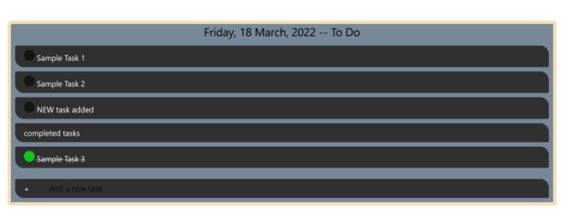 A a simple to do list app using react js built with modern frontend techniques for responsive and reusable UI.