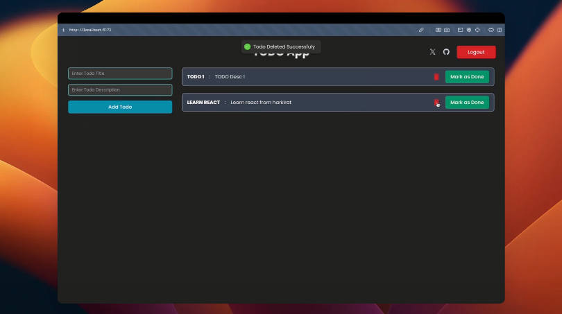 A a simple todo app made with react and mongodb built with modern frontend techniques for responsive and reusable UI.