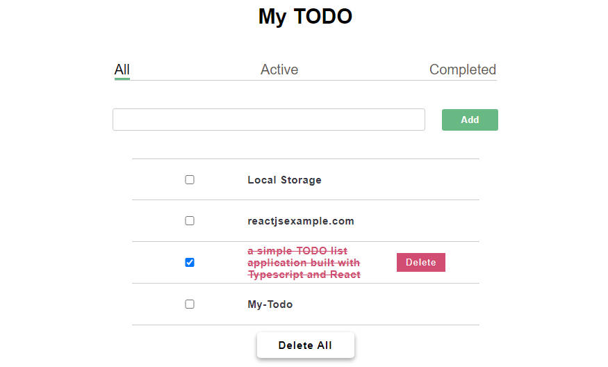 A a simple todo list application built with typescript and reactjs built with modern frontend techniques for responsive and reusable UI.