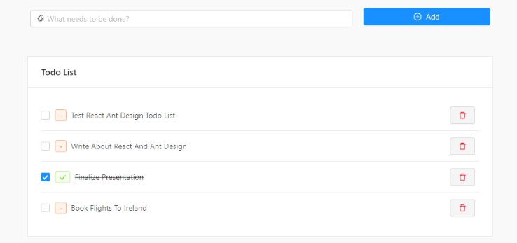 A a simple todo react antd project using typescript built with modern frontend techniques for responsive and reusable UI.