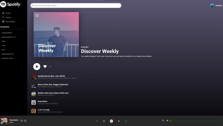 A a spotify clone web app made with react built with modern frontend techniques for responsive and reusable UI.