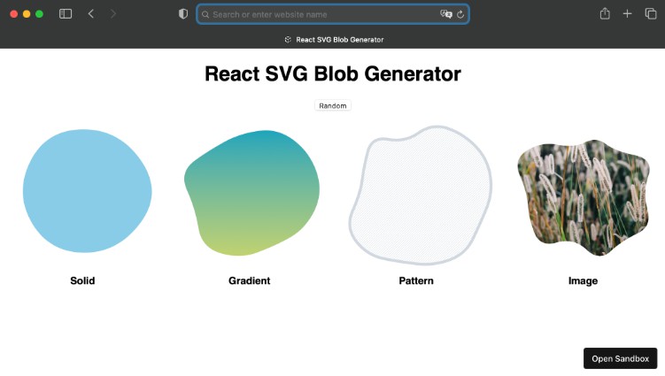 A a svg blob generator build with react built with modern frontend techniques for responsive and reusable UI.