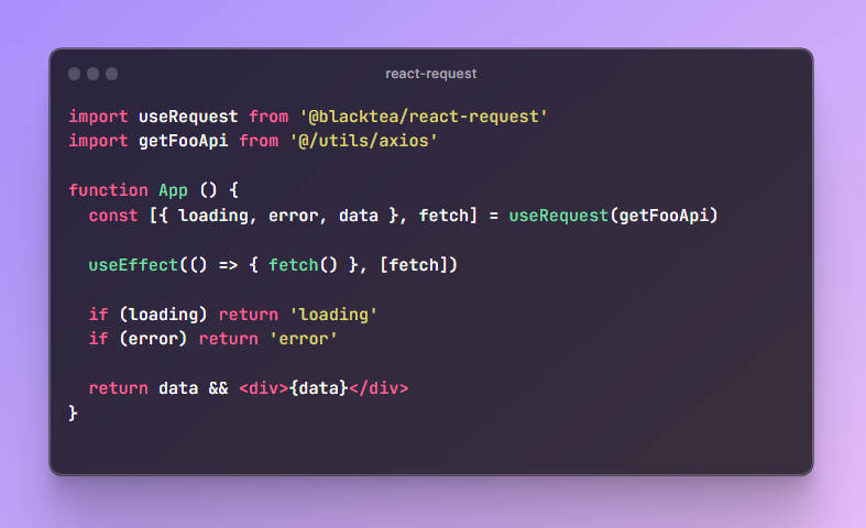 A a tiny custom react hooks for making request built with modern frontend techniques for responsive and reusable UI.