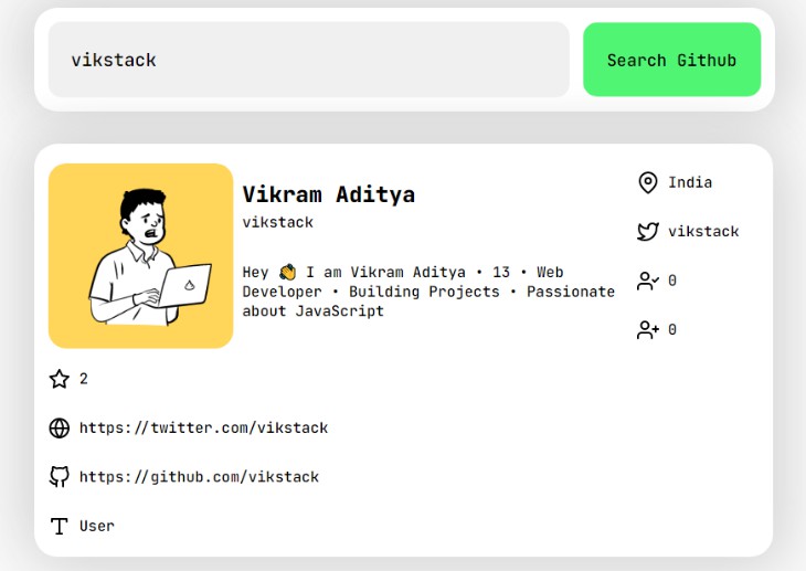 A a user searcher to get user information built with react built with modern frontend techniques for responsive and reusable UI.