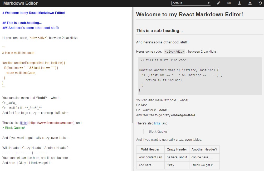 A a simple markdown editor with react built with modern frontend techniques for responsive and reusable UI.