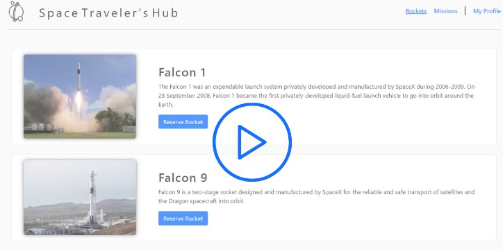 A a web application for a company that provides commercial and scientific space travel services built with modern frontend techniques for responsive and reusable UI.