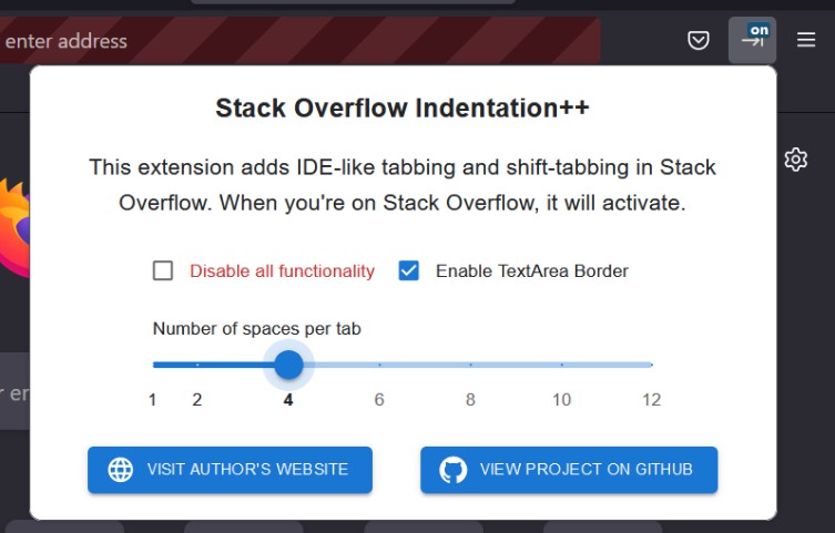 A a webextension for adding rich ide-line tab/shift-tab support to stack overflow and meta stack overflow built with modern frontend techniques for responsive and reusable UI.