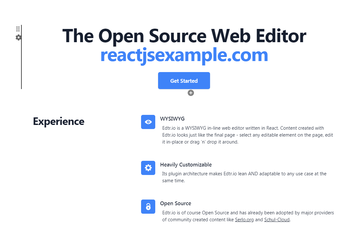 A a wysiwyg in-line web editor written in react built with modern frontend techniques for responsive and reusable UI.