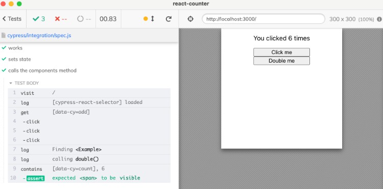 A access the internal state of react components from cypress e2e tests built with modern frontend techniques for responsive and reusable UI.
