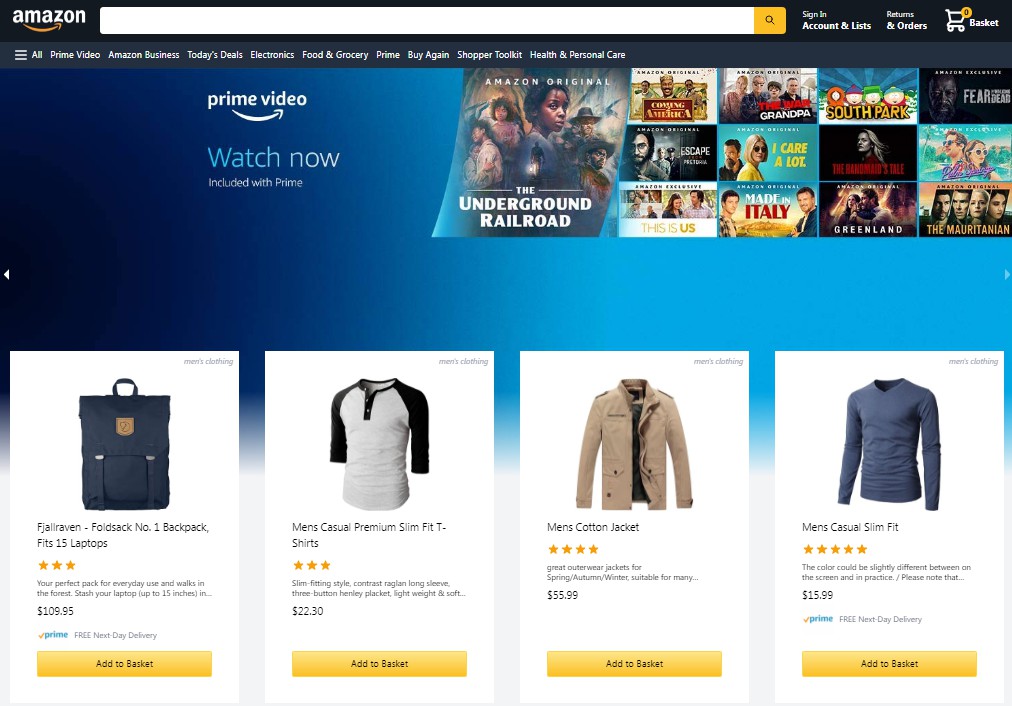 A amazon clone template built with react, tailwind css and redux built with modern frontend techniques for responsive and reusable UI.