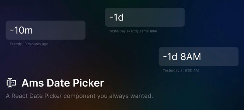 A ams date picker - a magic date picker component for react built with modern frontend techniques for responsive and reusable UI.