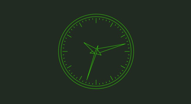 A an analog clock in the style of an old vector display built with react built with modern frontend techniques for responsive and reusable UI.