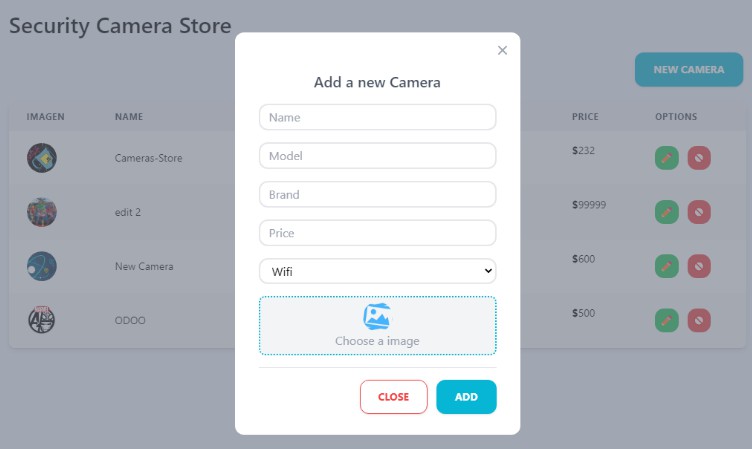 A a complete crud of a camera store made with reactjs built with modern frontend techniques for responsive and reusable UI.