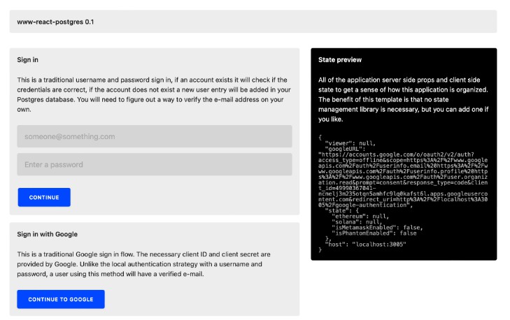 A a complete template for 2022 focused on around react, postgres and various web3 integrations built with modern frontend techniques for responsive and reusable UI.