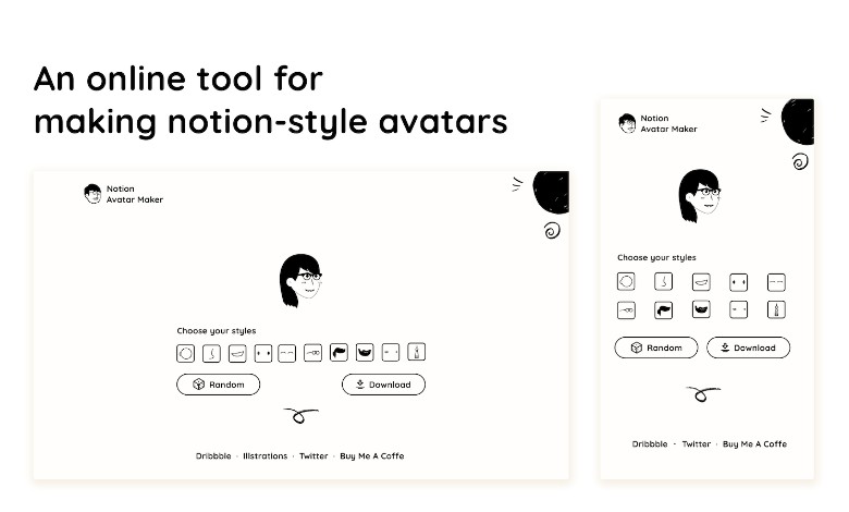 A an online tool for making notion-style avatars built using react built with modern frontend techniques for responsive and reusable UI.