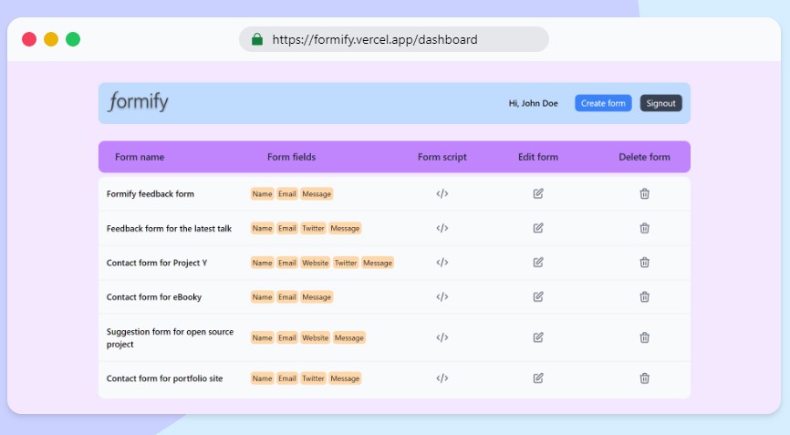 A an open source application to create, manage and embed contact forms on static/dynamic sites with no code built with modern frontend techniques for responsive and reusable UI.