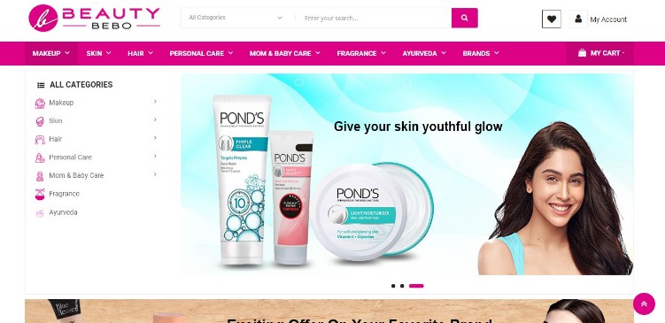 A beauty bebo clone website built with react.js built with modern frontend techniques for responsive and reusable UI.