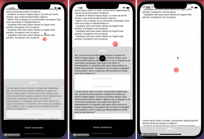 A bottomsheet created with reanimated and react-native-redash built with modern frontend techniques for responsive and reusable UI.