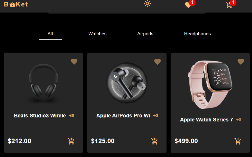 A buket - ecommerce app show different types of products that you can buy it, app give you save your fav products to wishlist built with modern frontend techniques for responsive and reusable UI.