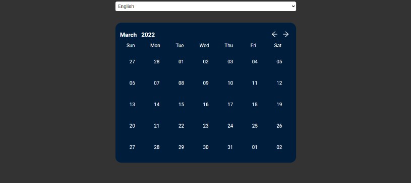 A calendar built in react together with the date-fns library built with modern frontend techniques for responsive and reusable UI.
