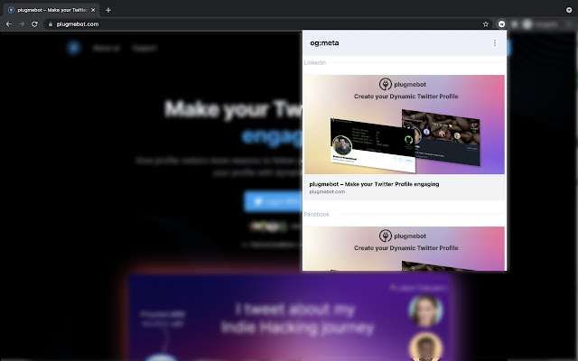 A chrome extension to preview and debug your webpage's meta tags for different social platforms built with modern frontend techniques for responsive and reusable UI.