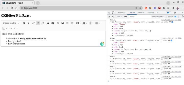 A ck editor 5 in react built with modern frontend techniques for responsive and reusable UI.