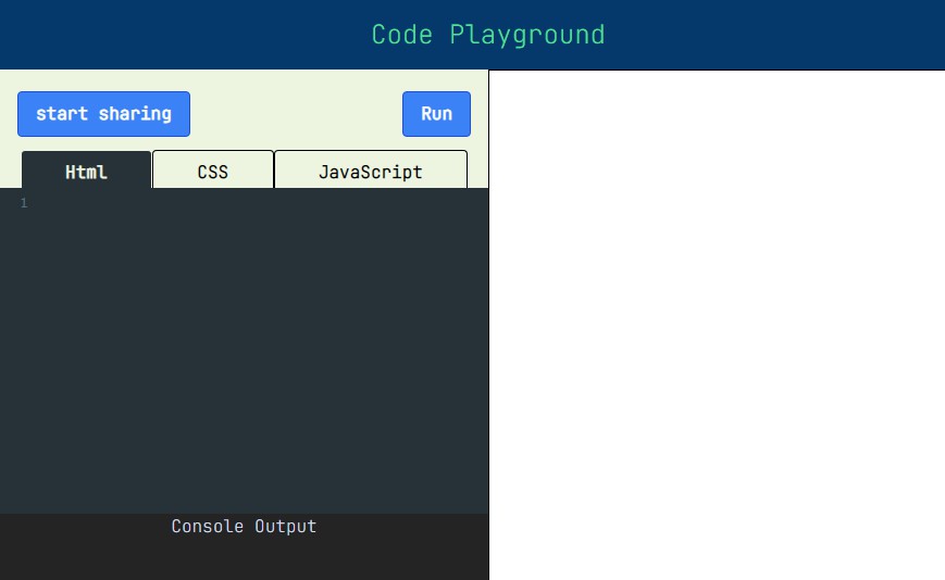 A code playground - a online application for testing and showcasing user-created and collaborational html, css and javascript code snippets built with modern frontend techniques for responsive and reusable UI.
