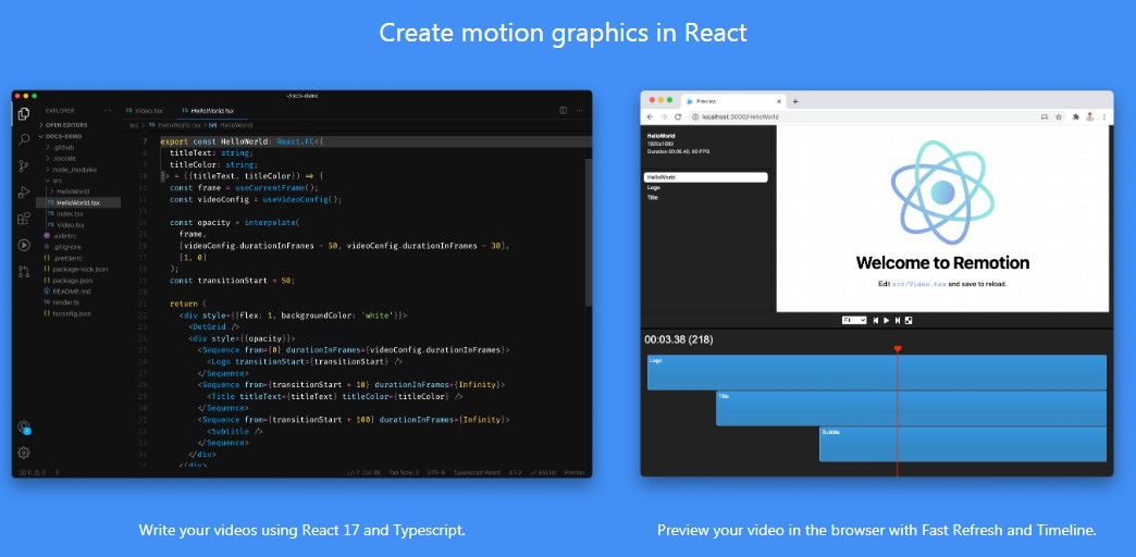 A create videos programmatically in react built with modern frontend techniques for responsive and reusable UI.