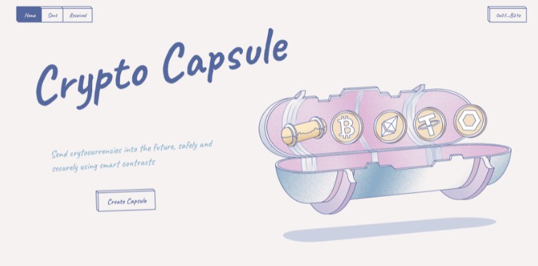 A crypto capsule: a free tool used for sending cryptocurrencies into the future built with modern frontend techniques for responsive and reusable UI.