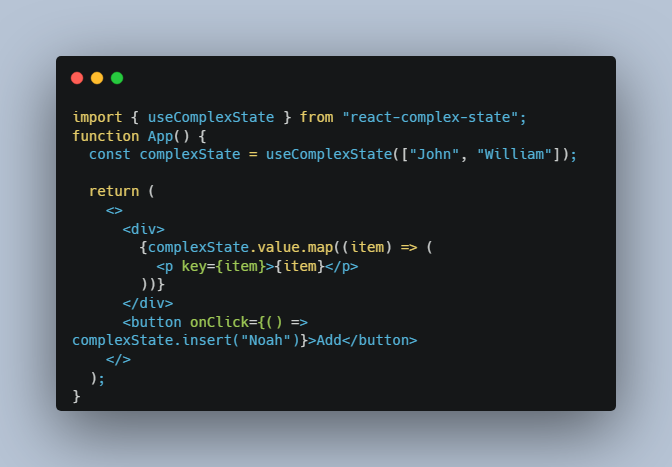 A a custom hook that makes it easy when working with complex state in react built with modern frontend techniques for responsive and reusable UI.