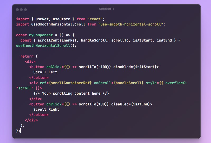 A a custom react hook for smooth horizontal scrolling built with modern frontend techniques for responsive and reusable UI.