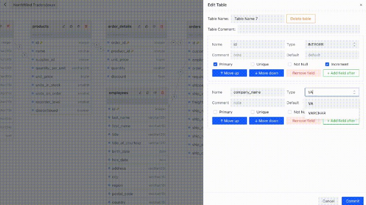 A database design tool based on entity relation diagram built with modern frontend techniques for responsive and reusable UI.