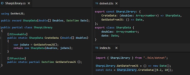 A dotnetjs: consuming .net c# programs and libraries in any javascript environment built with modern frontend techniques for responsive and reusable UI.