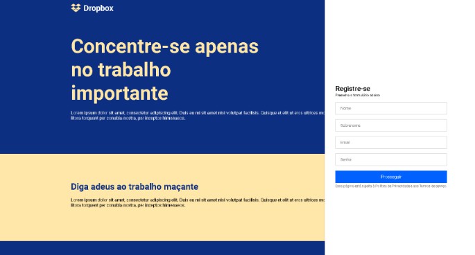 A dropbox clone website with react, typescript and styled-components built with modern frontend techniques for responsive and reusable UI.