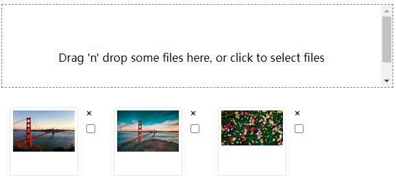 A dropzone thumbnail with react built with modern frontend techniques for responsive and reusable UI.
