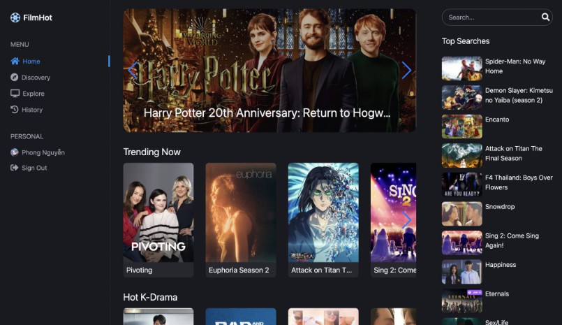 A filmhot: adfree movie / anime watching website built with modern frontend techniques for responsive and reusable UI.