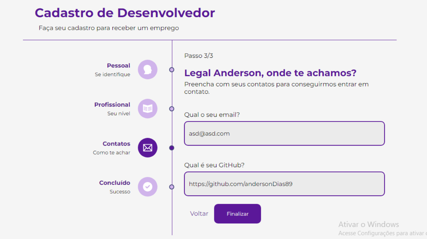 A form for registering dev's for multi-stage employment, built with react built with modern frontend techniques for responsive and reusable UI.