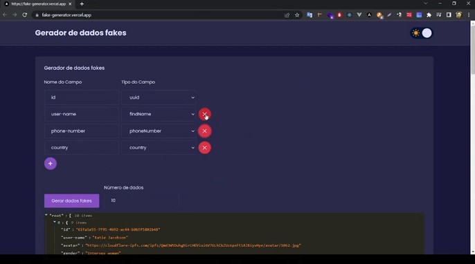 A free resources for generating realistic fake data, built with react.js built with modern frontend techniques for responsive and reusable UI.