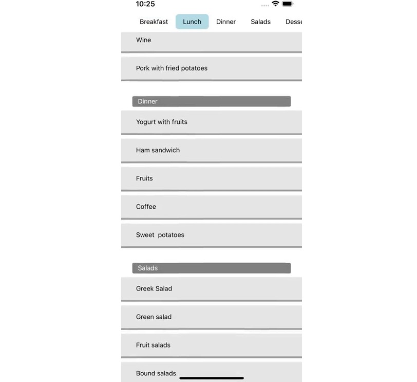 A react native synced horizontal and vertical list built with modern frontend techniques for responsive and reusable UI.