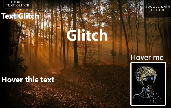 A glitch animation effect with reactjs built with modern frontend techniques for responsive and reusable UI.