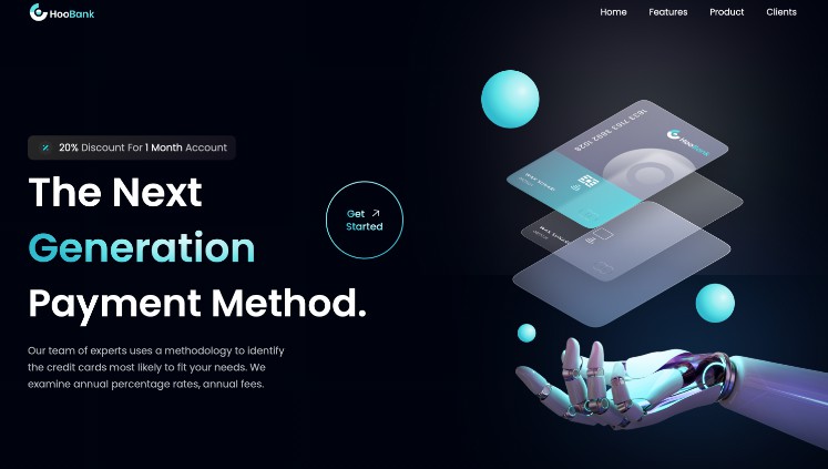 A leading page website using reactjs for a bank built with modern frontend techniques for responsive and reusable UI.