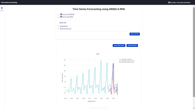 A a django & react application that forecast time series data using arima and rnn models built with modern frontend techniques for responsive and reusable UI.