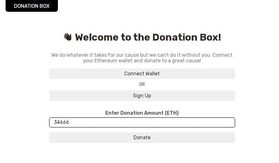 A a donation box app built using react built with modern frontend techniques for responsive and reusable UI.