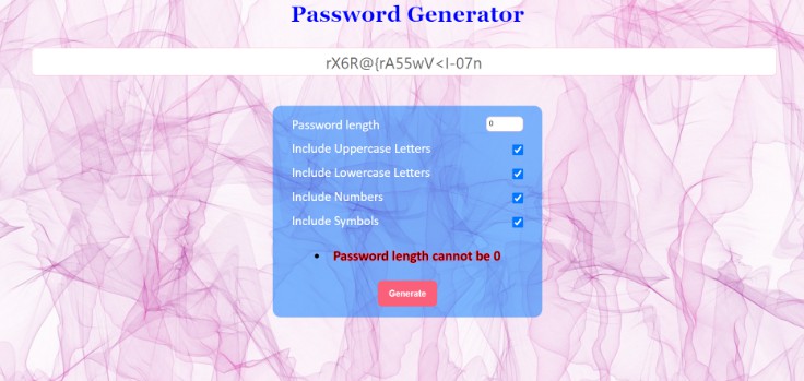 A password generator application made using react built with modern frontend techniques for responsive and reusable UI.
