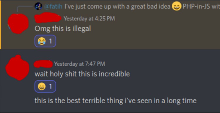 A php-in-js: a silly experiment built with modern frontend techniques for responsive and reusable UI.
