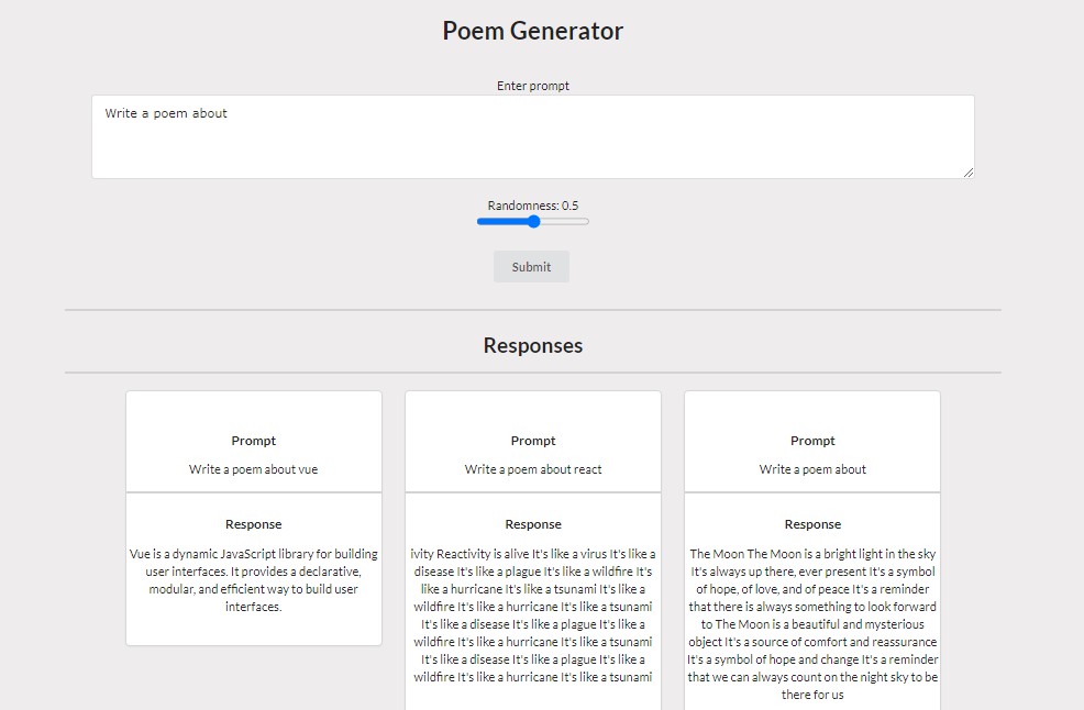 A poem generator app built with react.js built with modern frontend techniques for responsive and reusable UI.